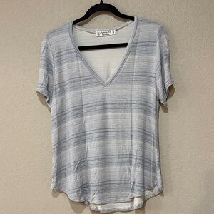 Fighting Eel Light Blue Striped V-Neck Tee